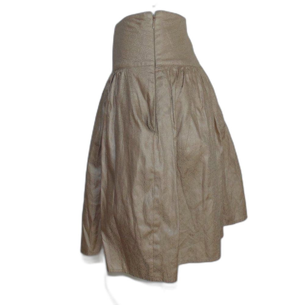 JENNY HAN Skirt, L, Jacquard Floral, Golden/Tan/Champagne, Side Zip, Cotton - Picture 8 of 12